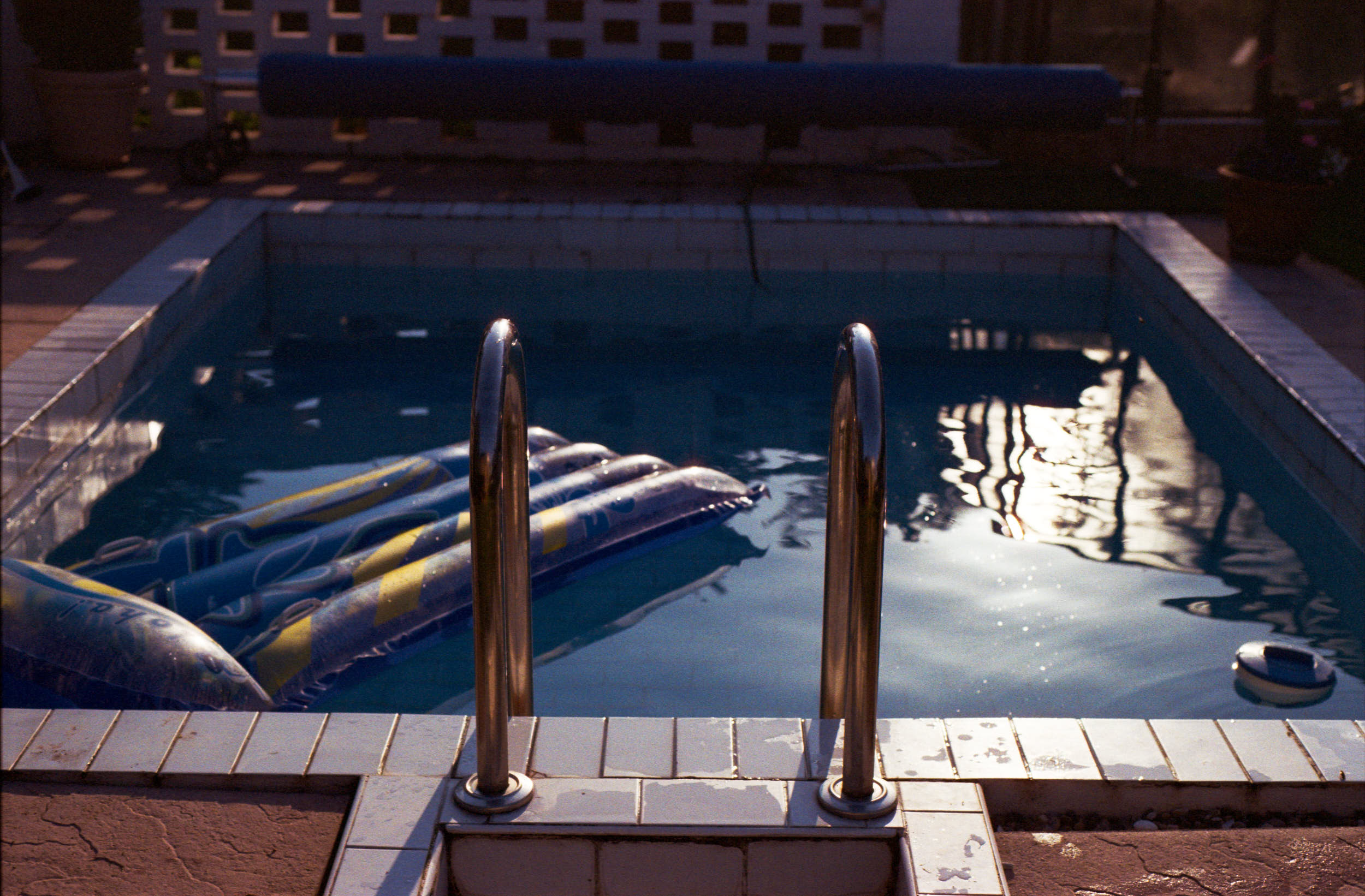 Summer vibes. Swimming pool in the evening light.